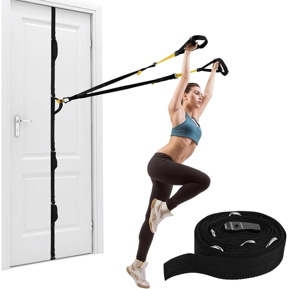 JJEAN-Door Anchor Strap for Resistance Bands, Multi-Point Door Exercise Anchor, Portable Anchor Gym Attachment with 5 Fixed Loops, Heavy Duty Home Gym Workout Equipment