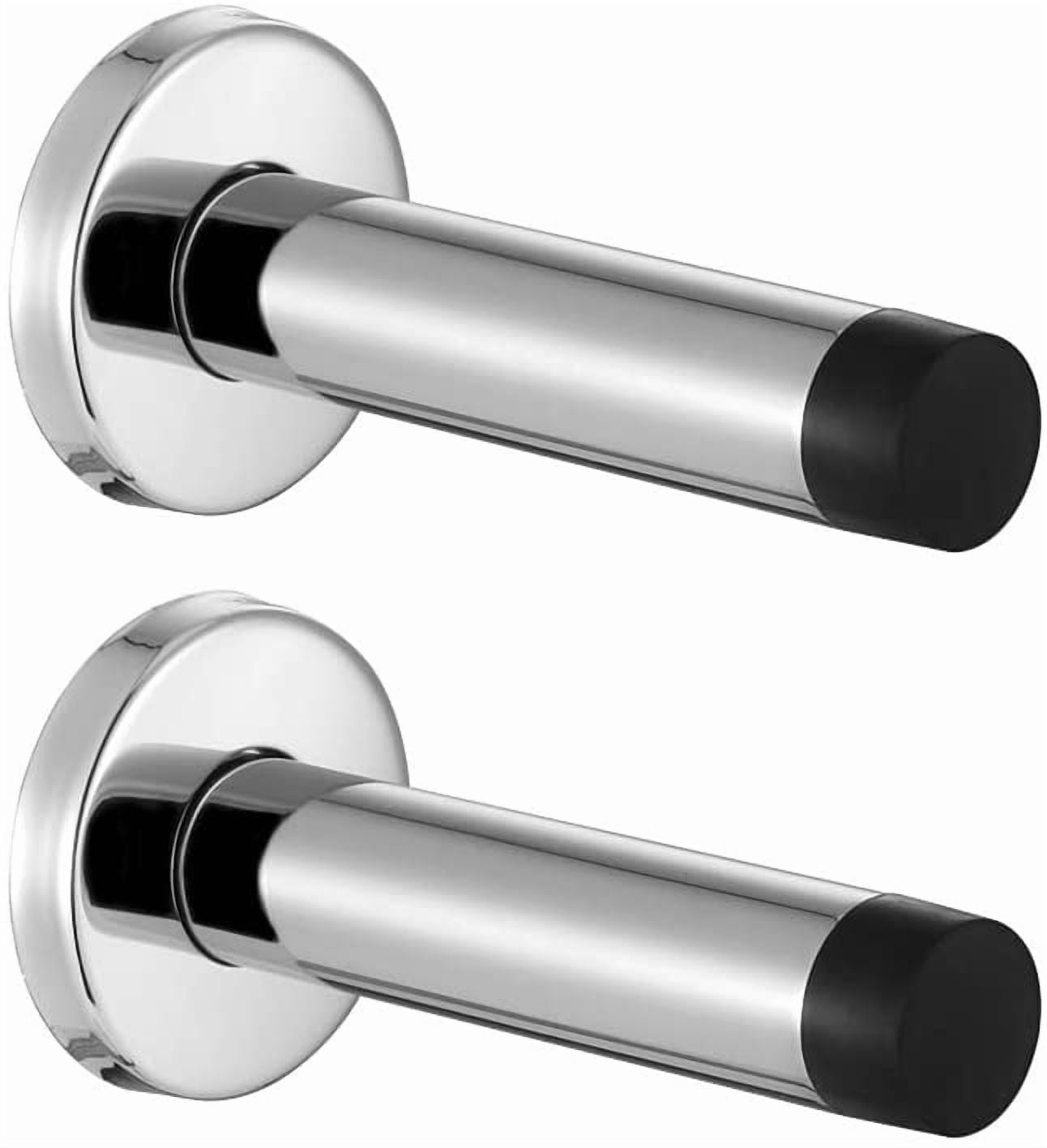 JJEAN-Door Stopper Chrome, 304 Stainless Steel Thicken 1mm Sound Dampening Door Stop Bumper Wall Protetor 2 Pack, Polished Chrome, DSB5-CH-P2