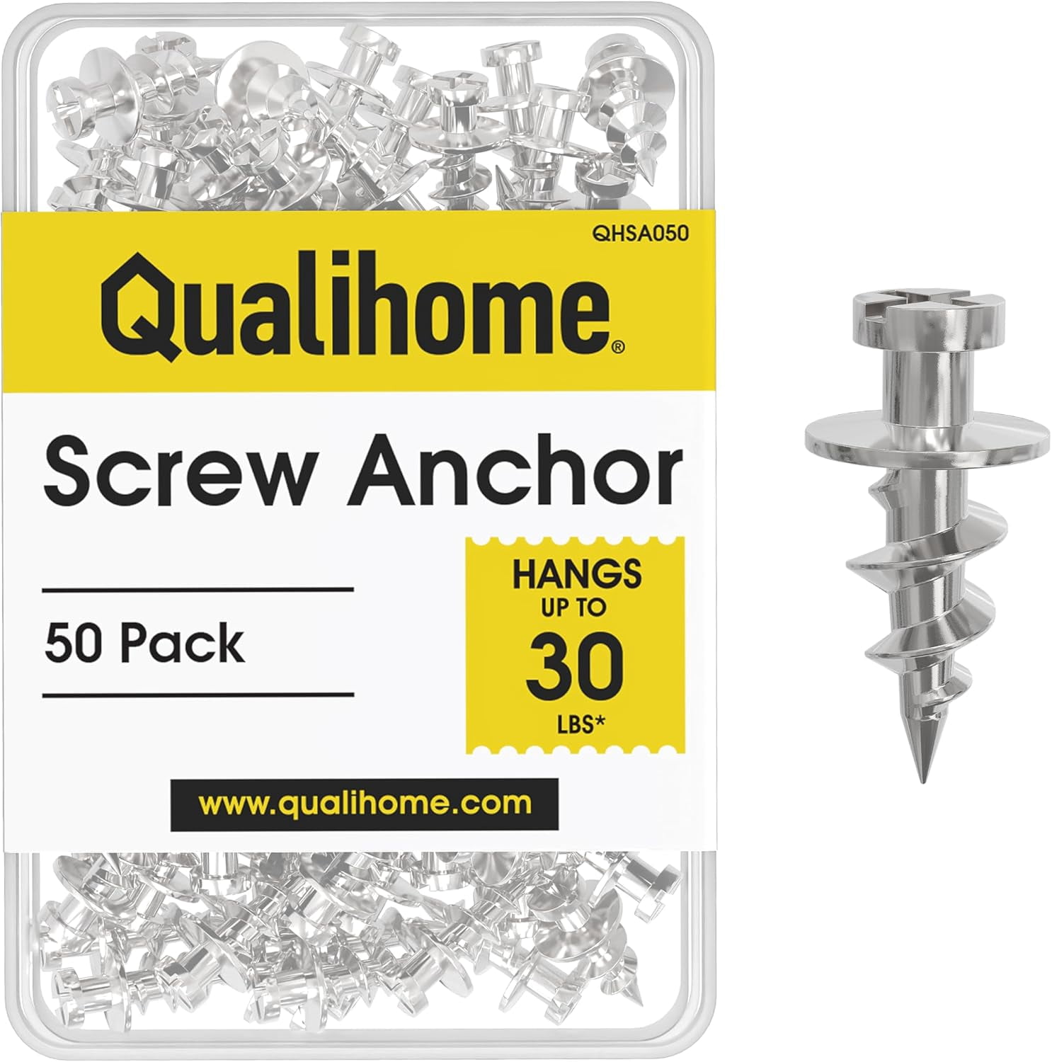 JJEAN-Double-Headed Wall Screw Anchors Picture Hooks - Heavy Duty Bear Claw Hanger Screws Holds Upto 30 Lbs. - Drywall Screw/Anchor for D-Rings/Wire/Keyholes - Hang Pictures/Mirrors and More (50 Pack