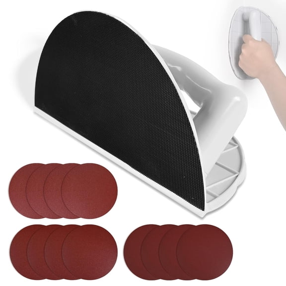 JJEAN-Drywall Corner Sander, Angle Sanding Tool with 12PCS Reusable 9 Inch Hook and Loop Sanding Discs for Wall and Corners Cleaning Polishing (Grit 120/180/240)