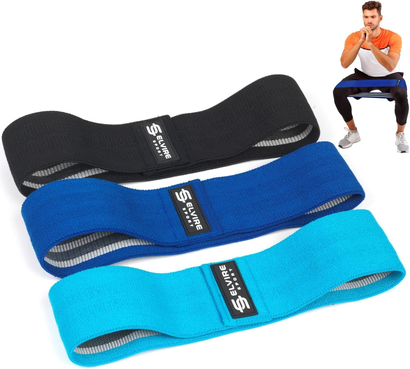 JJEAN-ELVIRE Fabric Resistance Bands for Working Out | Exercise Bands Resistance Bands Set of 3 | Booty Bands for Women Workout Bands Resistance Loops | Leg Bands for Working Out Glute Bands, Squat B