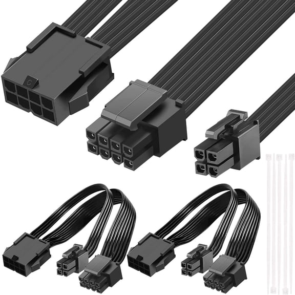 JJEAN-EPS12V CPU 8 Pin Female to CPU ATX 8 Pin and 4 Pin Male Power Supply Extension Cable for Motherboard Compatible with 8 Pin + 4 Pin AXT / 8 Pin AXT / 4 Pin ATX, 7.9 inch/20cm
