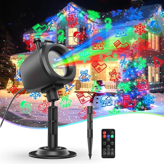 JJEAN-Easter Laser Lights Projector Outdoor with 4 Dynamic Slides, 2-in-1 Moving RGB Firefly Laser Lights with Remote,Timer, Landscape Holiday Porjector for Window Wall