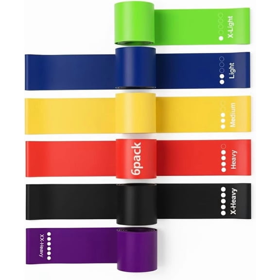 JJEAN-Elastic Resistance Bands, 6-Level Adjustable Exercise Bands for Full Body Training, Portable & Lightweight Fitness Bands for Home, Travel, Workout