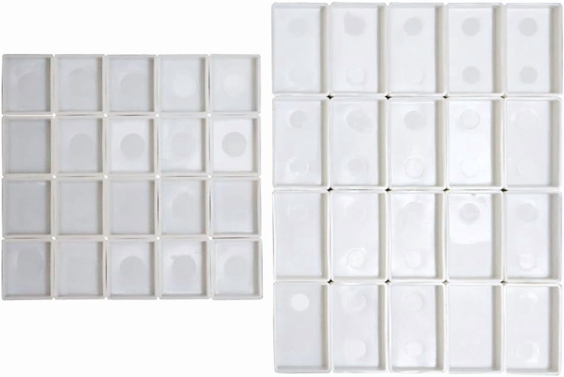 JJEAN-Empty Watercolor Pans \u2013 20 Full Pans (3ml) & 20 Half Pans (2ml), Refillable Plastic Watercolor Paint Pans for DIY Paints, Solid Watercolors, Fits Metal Watercolor Tins & Travel Palettes