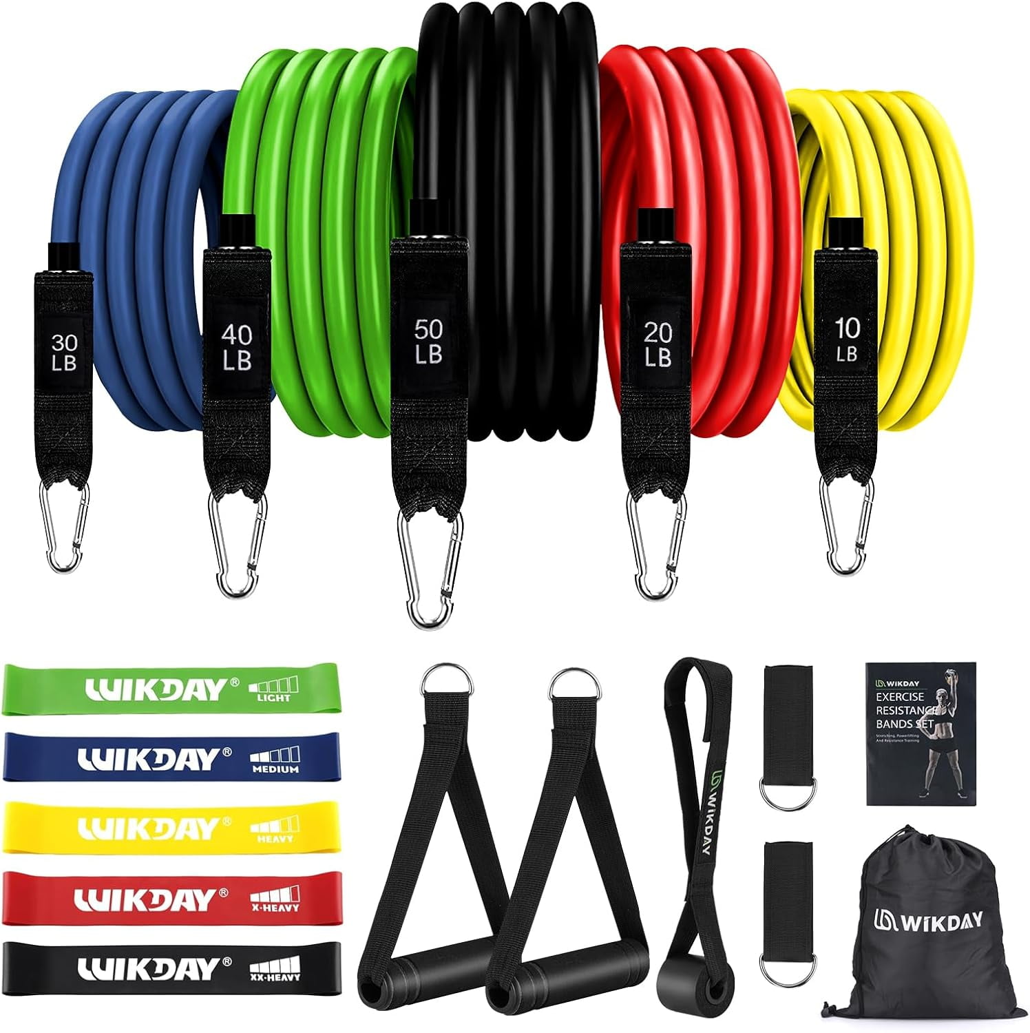 JJEAN-Exercise Resistance Bands with Handles for Working Out Workout Bands Set with Door Anchor for Physical Therapy, Yoga, Pilates