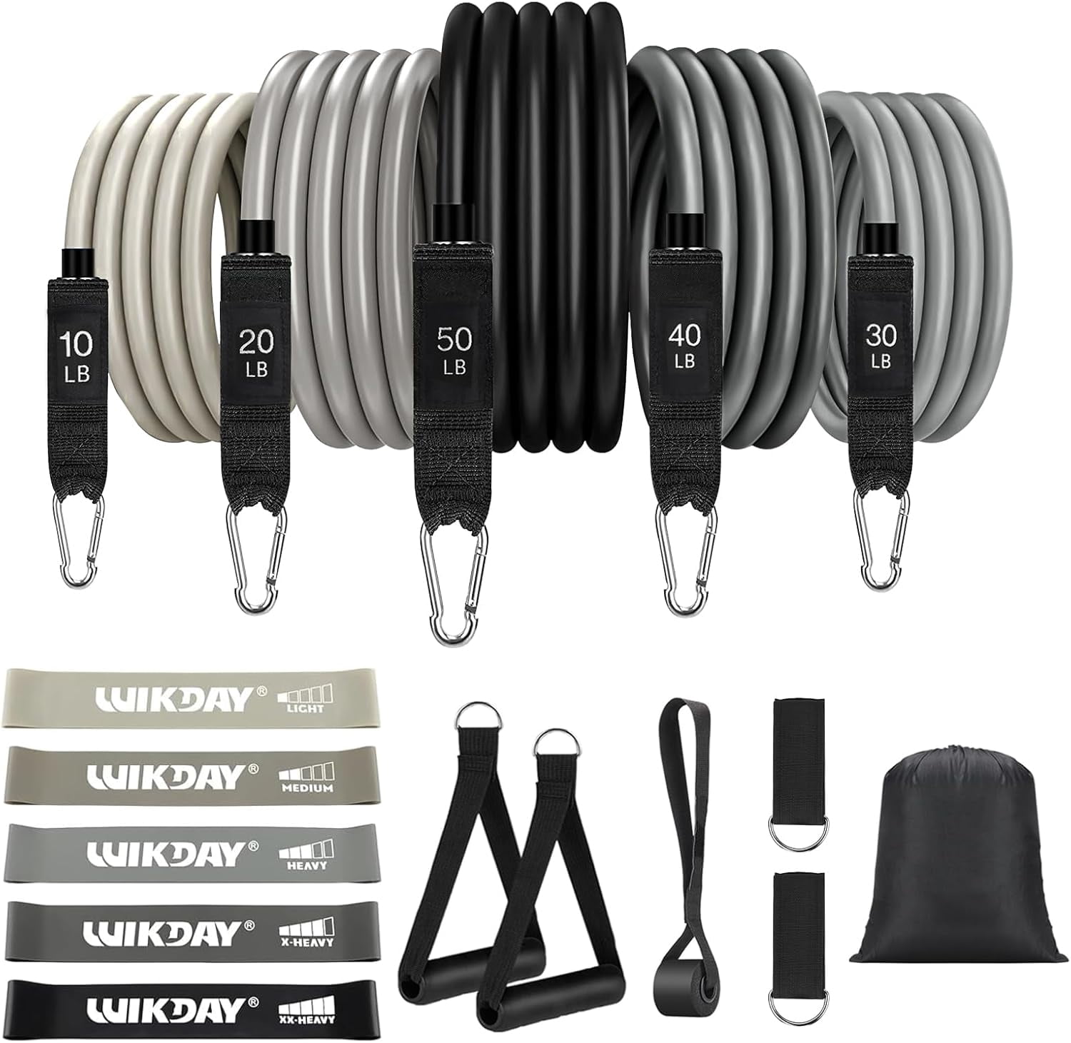 JJEAN-Exercise Resistance Bands with Handles for Working Out Workout Bands Set with Door Anchor for Physical Therapy, Yoga, Pilates