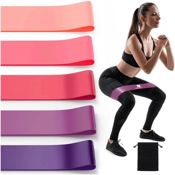 JJEAN-Exercise Resistance Loop Bands with Instruction Guide and Carry Bag, Set of 5