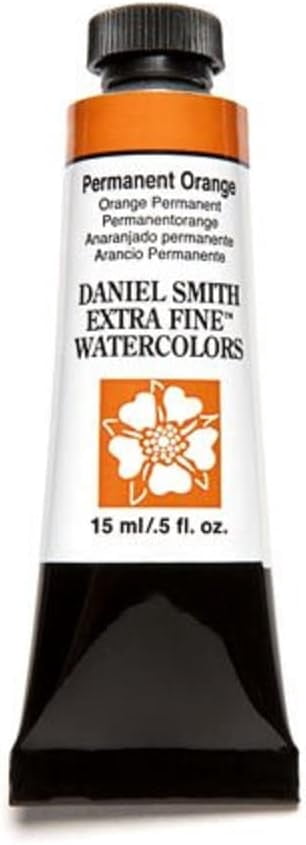 JJEAN-Extra Fine Watercolor 15ml Paint Tube, Permanent Orange, 0.5 Fl Oz (Pack of 1)