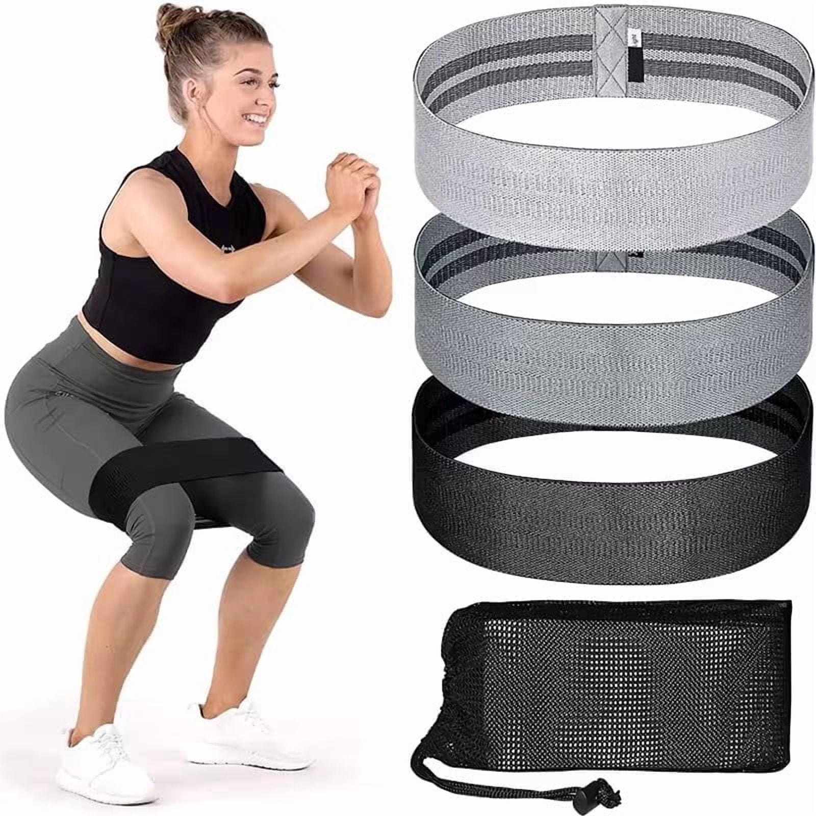 JJEAN-Fabric Resistance Bands Set for Glutes & Legs – 3 Non-Slip Booty Bands (Light/Medium/Heavy) + Mesh Carry Bag – Ideal for Home Workouts & Gym