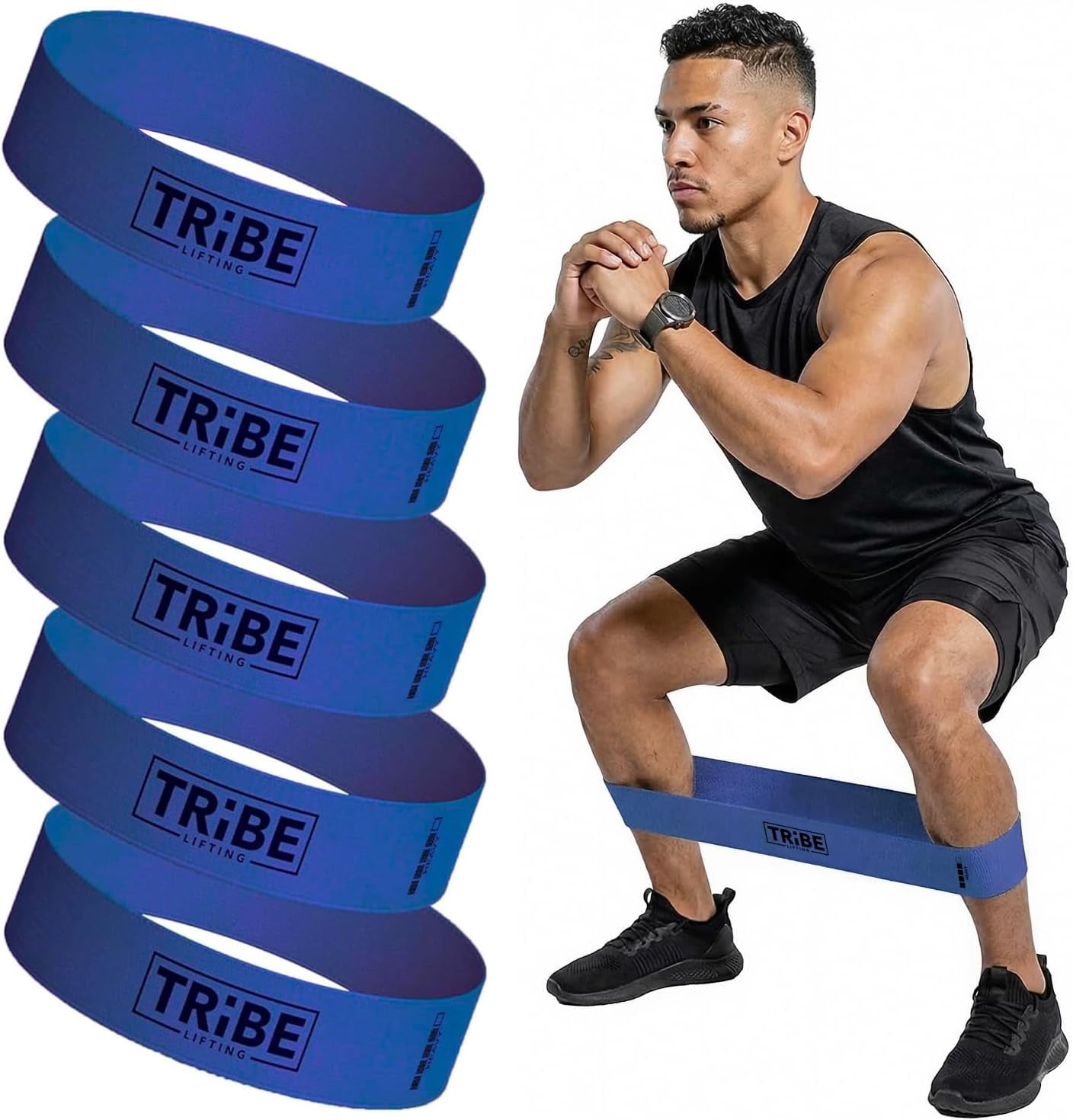 JJEAN-Fabric Resistance Bands for Working Out - 5 Exercise Bands Set for Legs and Glutes - Booty Bands for Women and Men - Thick Cloth Workout Bands for Physical Therapy, Hip Training