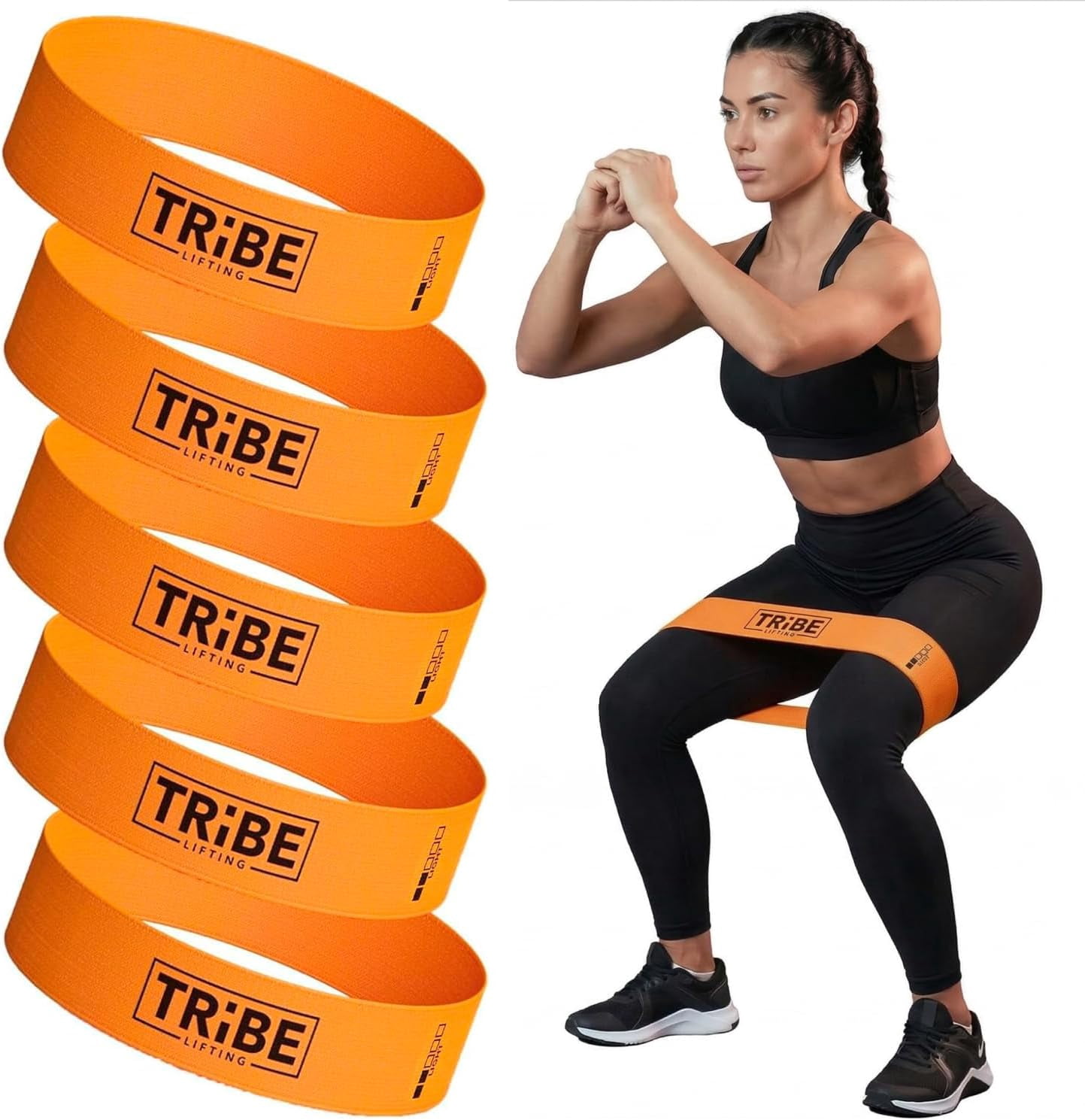 JJEAN-Fabric Resistance Bands for Working Out - 5 Exercise Bands Set for Legs and Glutes - Booty Bands for Women and Men - Thick Cloth Workout Bands for Physical Therapy, Hip Training