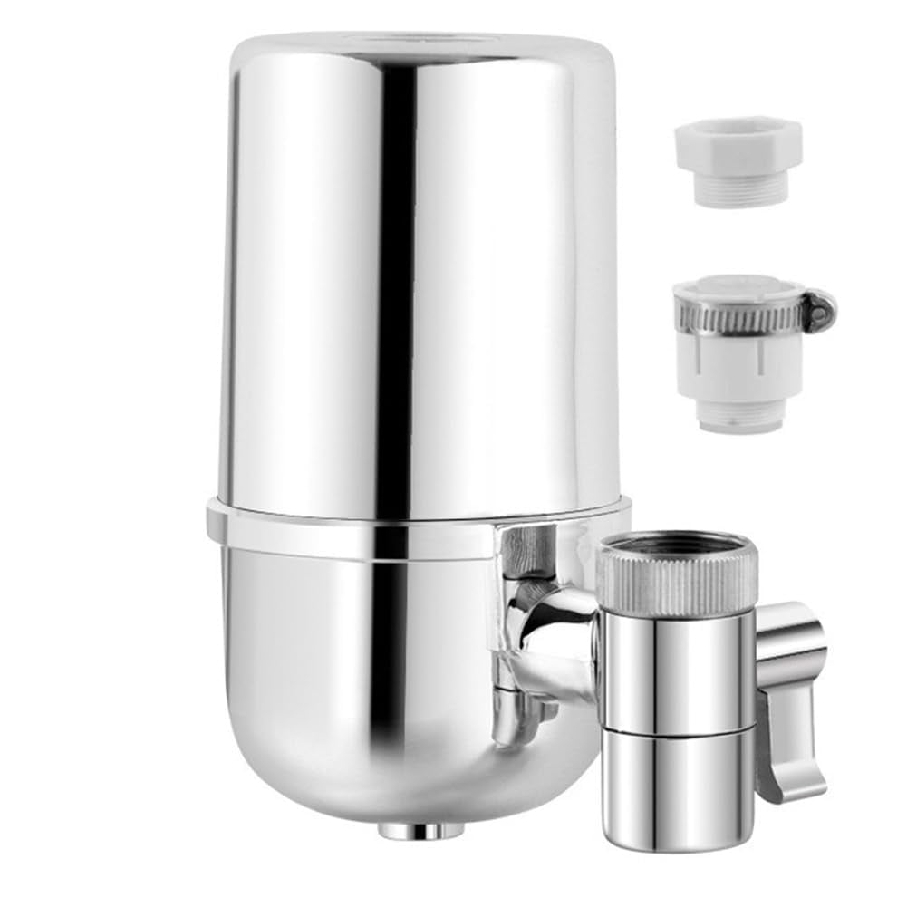 JJEAN-Faucet Mount Water Filter for Sink, Kitchen Water Purifier Filtration System, Reduces Chlorine, Lead, Fluoride Heavy Metals, Hard Water Softener