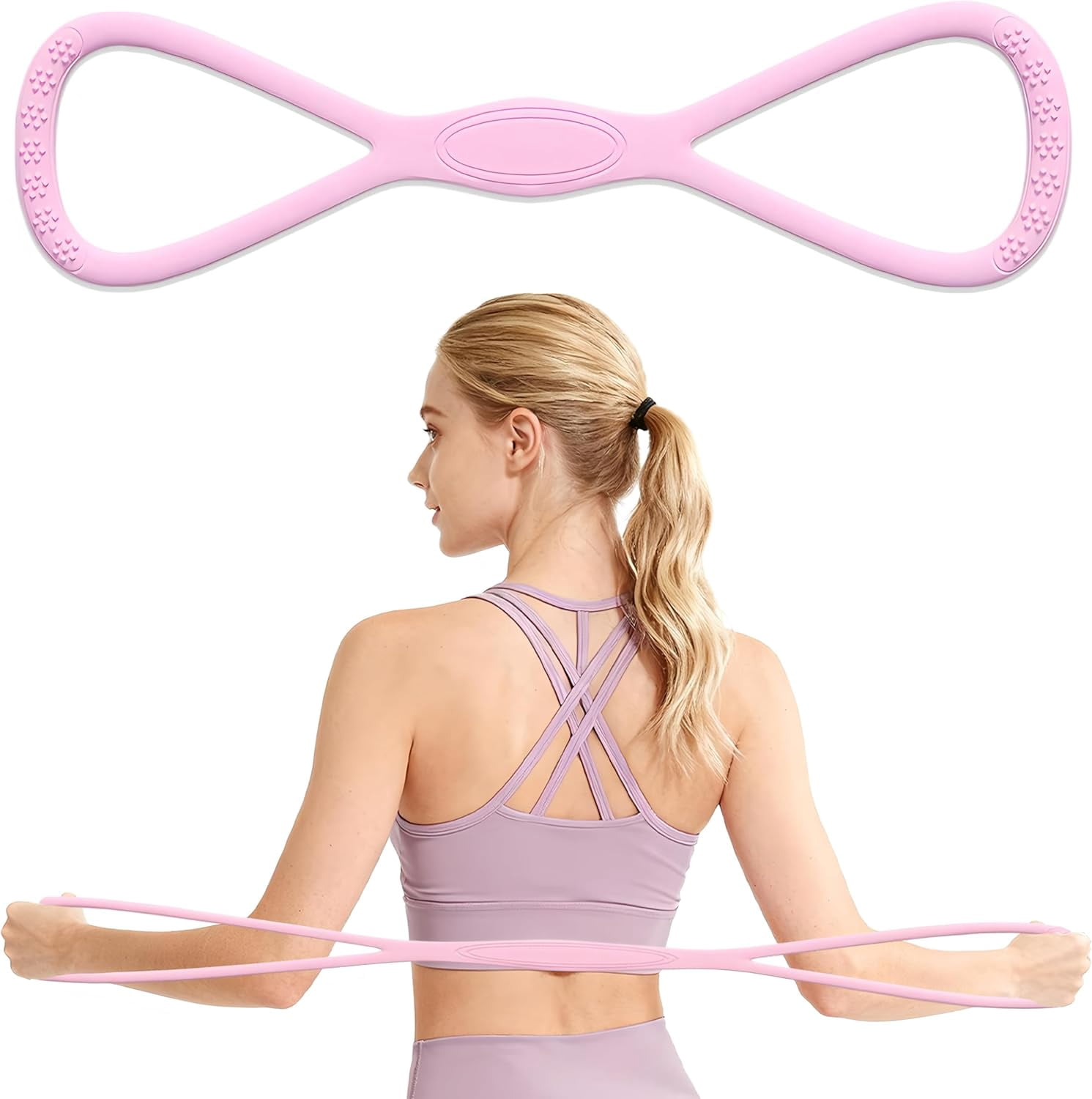 JJEAN-Figure 8 Fitness Resistance Band,Elastic Bands for Leg,Glute,Arm,Back Training Elastic Rope,Workout Chest/Shoulder Stretch Band,Home Gym Exercise Equipment for Yoga,Pilates,Stretching,Physical