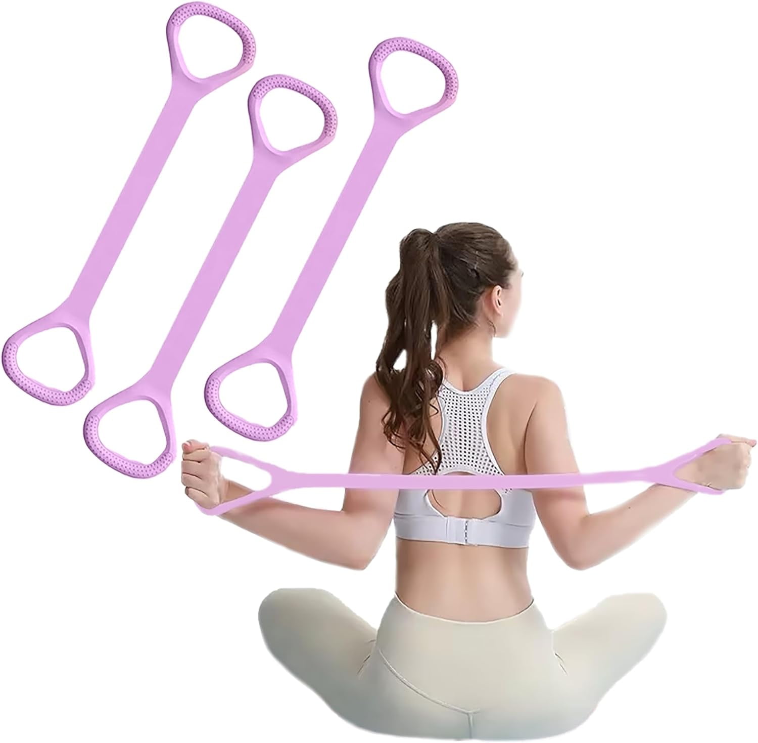 JJEAN-Figure 8 Resistance Band with Handles, Elastic Bands for Working Out,Arm,Back,Shoulder Training Elastic Ropes,Exercise Equipment for Yoga, Pilates,Physical Therapy Stretching