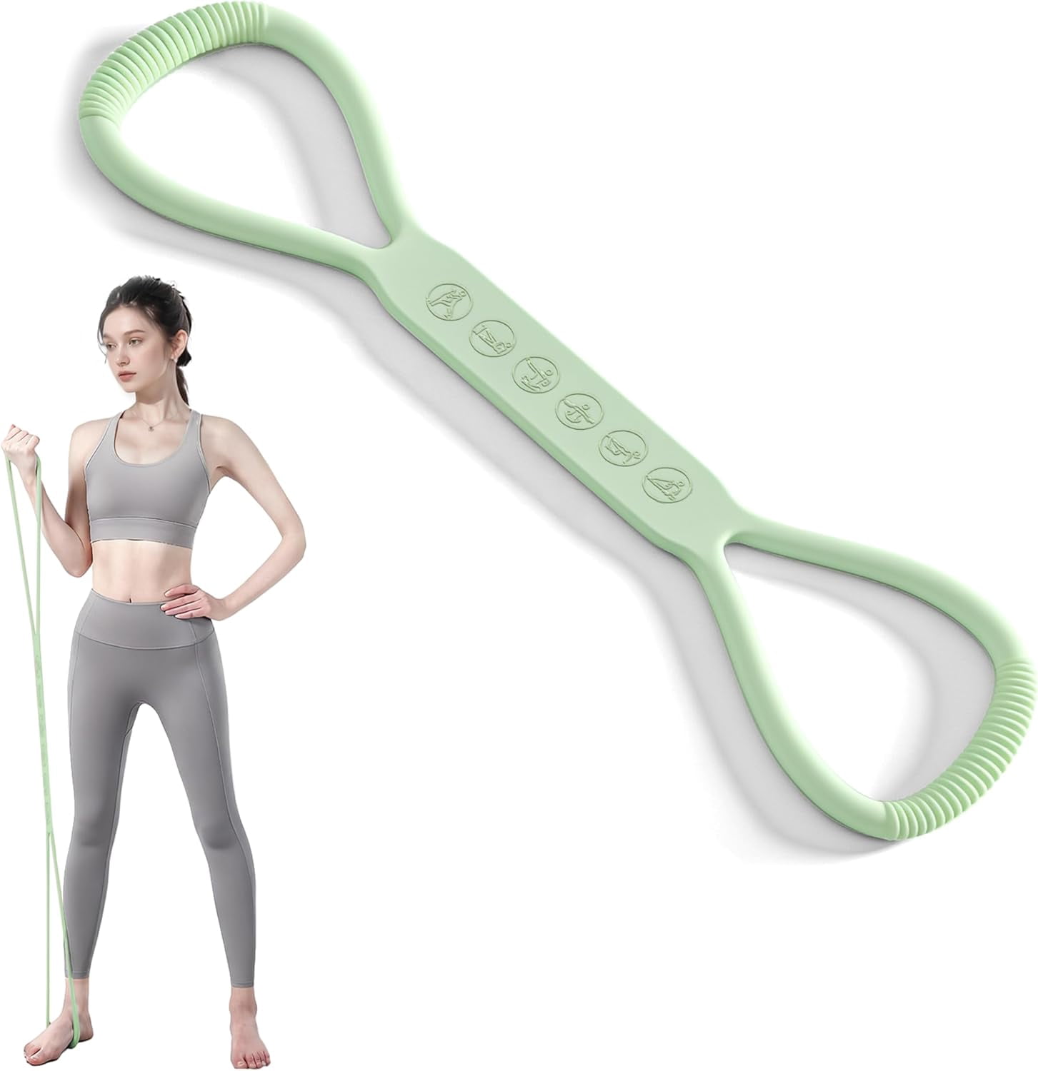 JJEAN-Figure 8 Resistance Bands with Handles 15/25/35 LBS Exercise Band Stretch Bands for Yoga arm Chest and Shoulder Stretch 8 Shaped Resistance Band for Women
