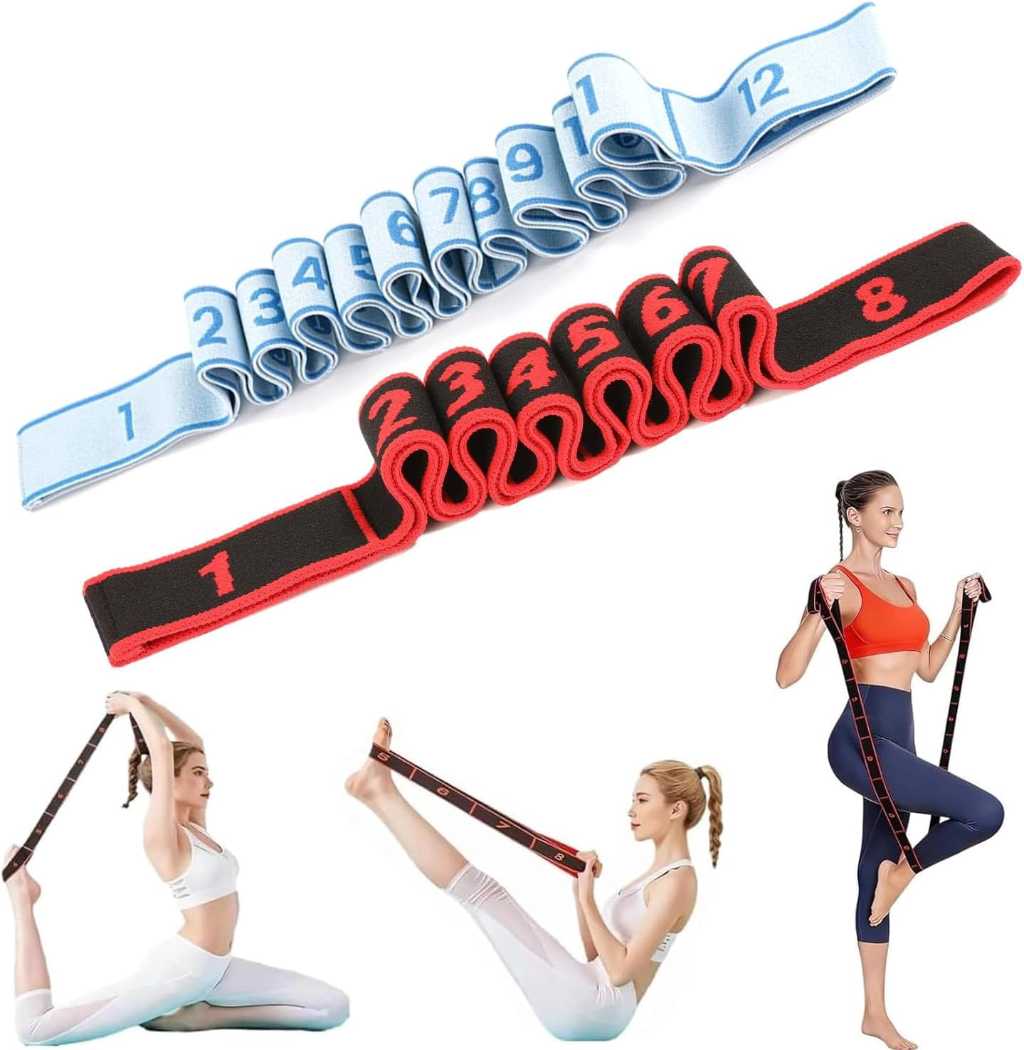 JJEAN-Fitness Resistance Band with Numbered Sections,2026 Elastic Tension Band Exercise Pull Rope