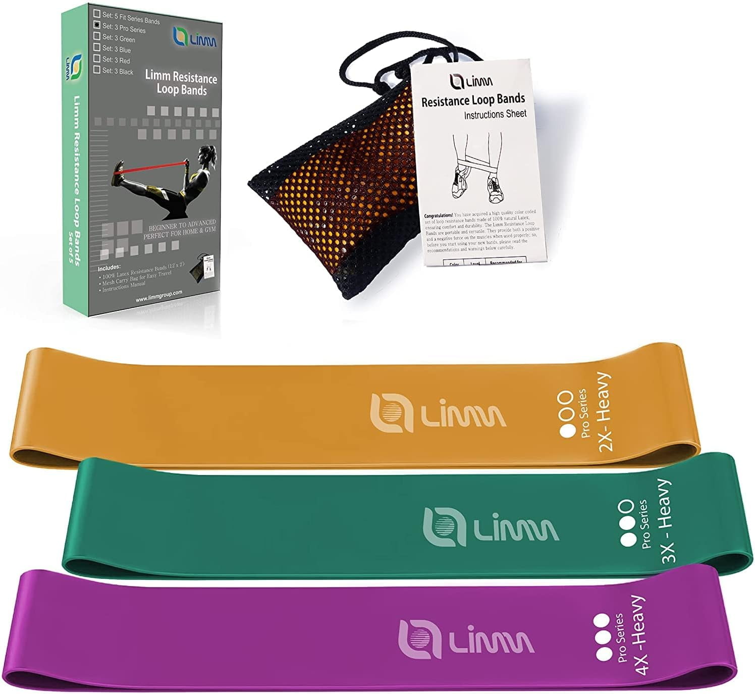 JJEAN-Fittest Pro by Resistance Bands for Legs and Butt, Fabric Exercise Loop Bands Yoga, Pilates, Rehab, Fitness and Home Workout, Strength Bands for Booty