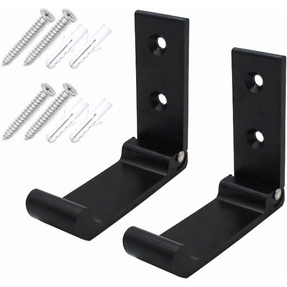 JJEAN-Folding Coat Hooks 2 Pcs Wall Hanging Hooks Aluminium Alloy Folding Clothes Hook, for Bathroom, Bedroom and Fitting Room with Screws (Black)
