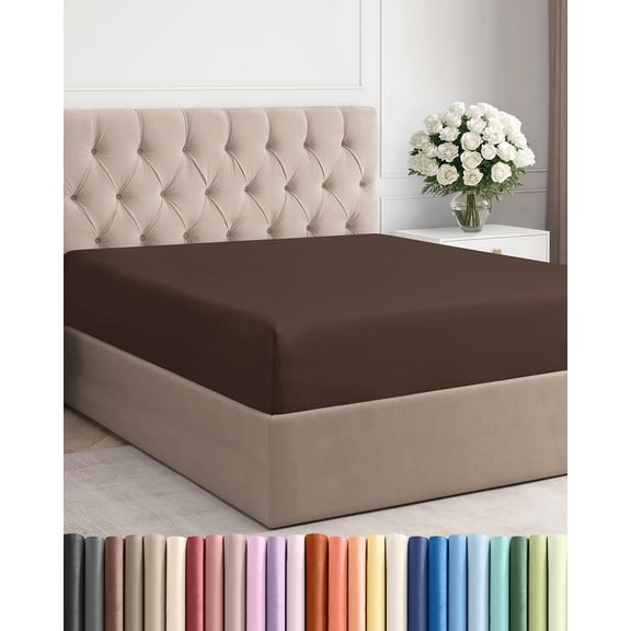 JJEAN-Full Fitted Bed Sheet - Bottom Single Fitted Sheet Only - Ultra-Soft Hotel Luxury Bedding w/ 8-16 Inch Deep Pockets - Breathable, Cooling & Wrinkle Free - Easy-Care, Fade & Shrink Resistant - B