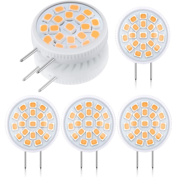 JJEAN-G8 LED Bulb 3.5 Watt Mini Thin Puck Light Bulb Equivalent to 35W T4 G8 Bi-Pin Base Halogen Bulb Warm White 3000K G8 Bulb for Under Counter Kitchen Lighting, Under Cabinet Light (Pack of 5)