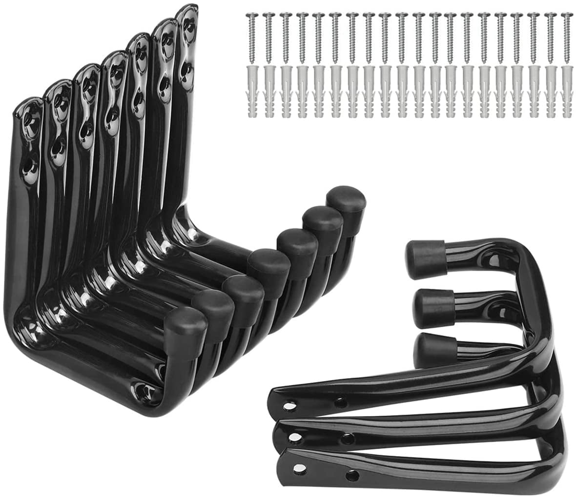 JJEAN-Garage Storage Hooks, Heavy Duty J Utility Hangers (Black, Pack of 10)