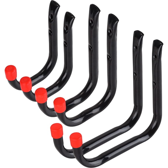 JJEAN-Garage Storage Utility Hooks Heavy Duty Ladder Hooks Garage Wall Hooks Indoor/Outdoor Use for Tools,Bikes 3 Size 6 Pack