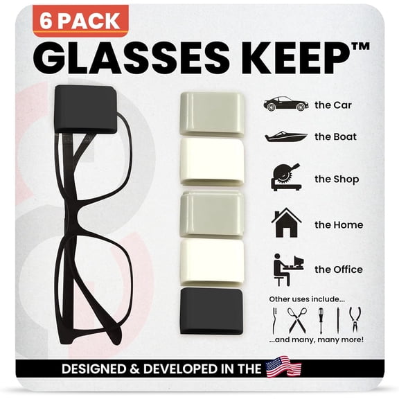 JJEAN-Glasses Keep Eyewear Organizer - Multipurpose Adhesive Glasses Holder, Sunglass Mount for Desk, Car, Bedroom Nightstand, Wall or Workshop, Compact Eyeglass Hanger with Strong Adhesive, Pack of