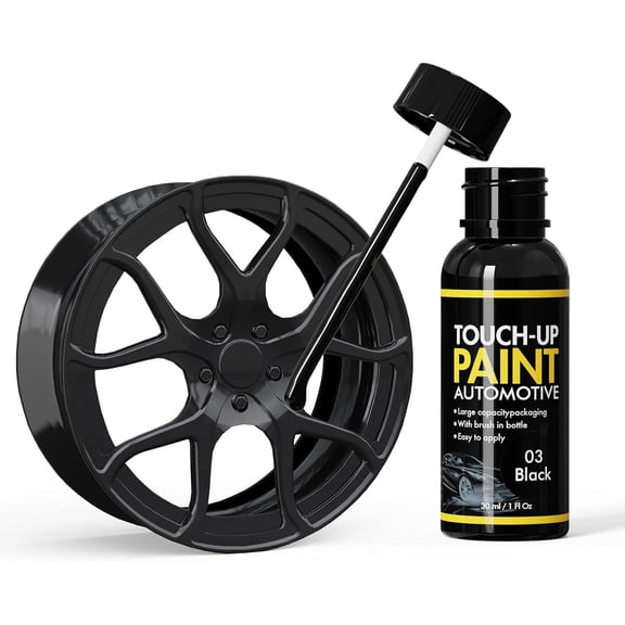 JJEAN-Gloss Black Rim Touch Up Paint, Automotive Touch Up Paint Bottles with Brush, Car Wheel Scratch Repair Touch Up Paint, Quick and Easy Fix Rim Scratches, Chips, Curb Rashes and Surface Damage