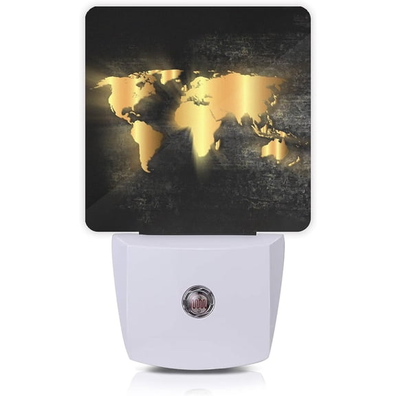 JJEAN-Golden World Map Night Light,Nautical Theme Night Lights Plug into Wall Led Night for Boys Girls Gifts, Dusk to Dawn Sensor Nightlight 0.5W Sleep Friendly