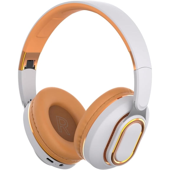 JJEAN-H7 Foldable Bluetooth Over-Ear Headphones, Wireless & Wired with Mic,Lightweight Soft Memory Foam Ear Cushions for All-Day Use,for Android and iOS (Off White)