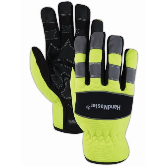 JJEAN-HandMaster High-Visibility Abrasion-Resistant Mechanics Gloves, 1 Pair, Size 9/Large (MECH106)