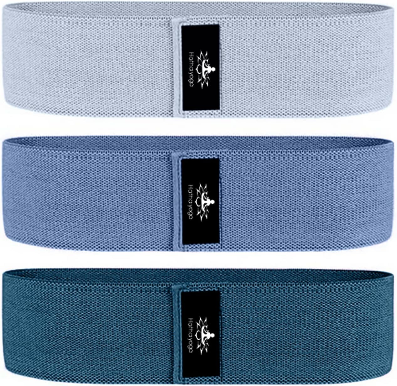 JJEAN-Hatha Yoga Large Resistance Band,14.5" x3.15",Fabric Exercise Loop Bands with Instruction Guide and Carry Bag, Set of 3.