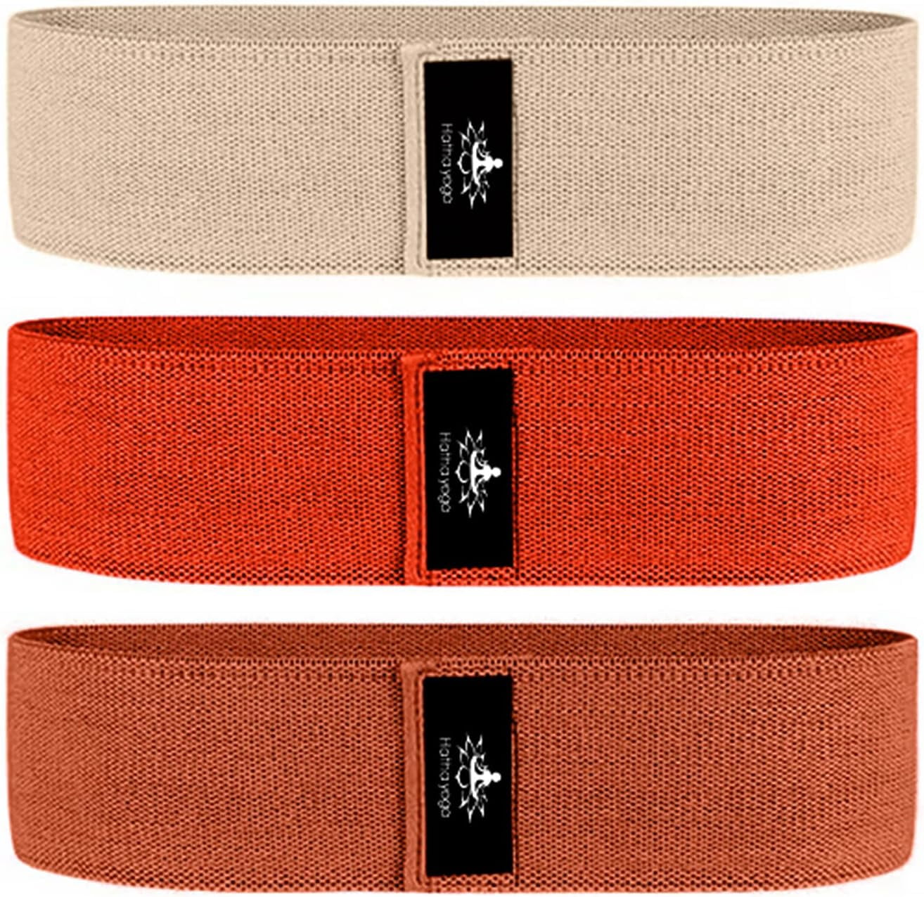 JJEAN-Hatha Yoga Large Resistance Band,14.5" x3.15",Fabric Exercise Loop Bands with Instruction Guide and Carry Bag, Set of 3.