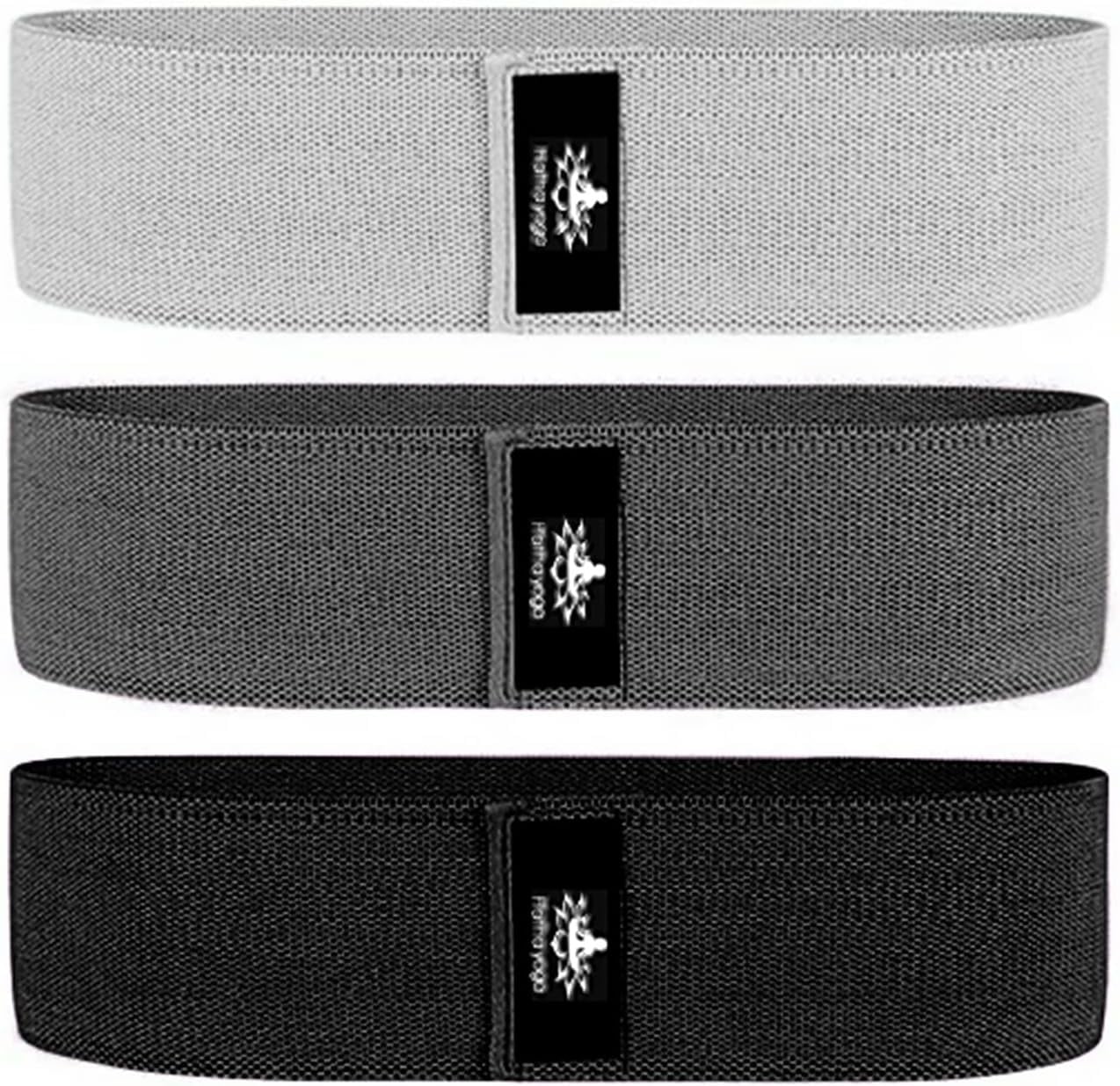 JJEAN-Hatha Yoga Large Resistance Band,14.5" x3.15",Fabric Exercise Loop Bands with Instruction Guide and Carry Bag, Set of 3.