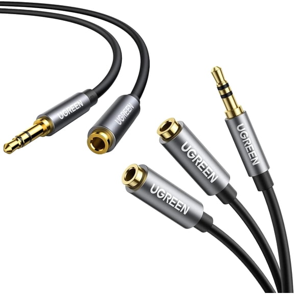 JJEAN-Headphone Splitter 3.5mm Y Splitter & 3.5mm Headphone Extension Cable 3FT Bundle