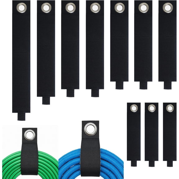 JJEAN-Heavy-Duty Storage Straps, Assorted 10 Pack Extension Cord Storage Organizer, Cable Straps for Tools, Hoses, Rope, RV, Workshop and Garage Wall Storage and Organization