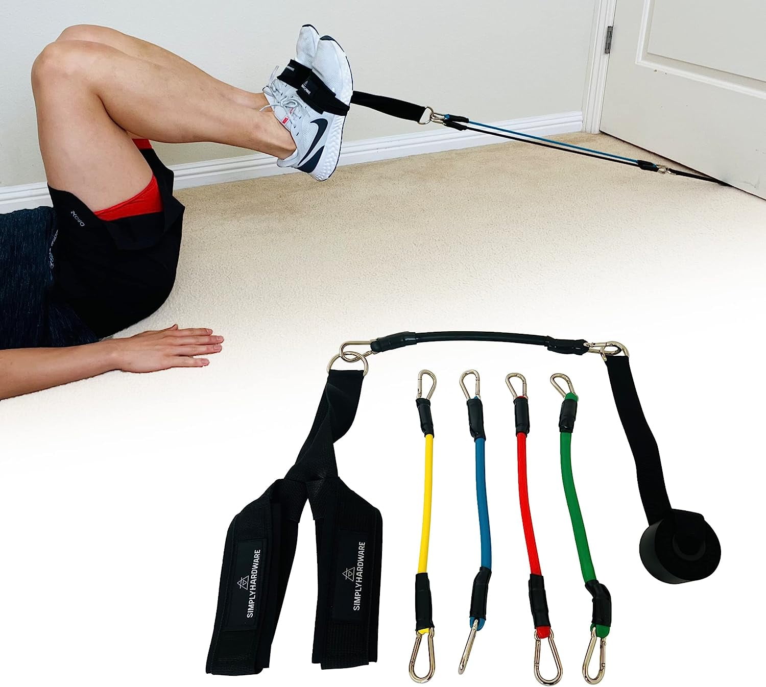 JJEAN-Hip Flexor Training Strap | Reverse Squat Resistance Band Workout Strap Set | Resistance Bands and Door Anchor Included