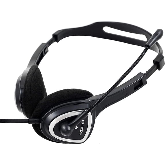 JJEAN-- IM320 Black - USB Wired Headset with Microphone & Volume Control - Wired Headphone for PC/Laptop - Over Ear Adjustable - Noise Cancelling (SP-IM320)