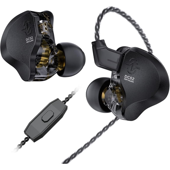 JJEAN-IN Ear Monitor Gaming Earbuds with MIC,CCZ DC02 IEM for Gaming Headphones,Dual Magnetic Circuit DD HIFI Earphones,Professional Earphone,Stereo Sound Earbuds,CCZ IEM Earphones with MIC(Black,Wit