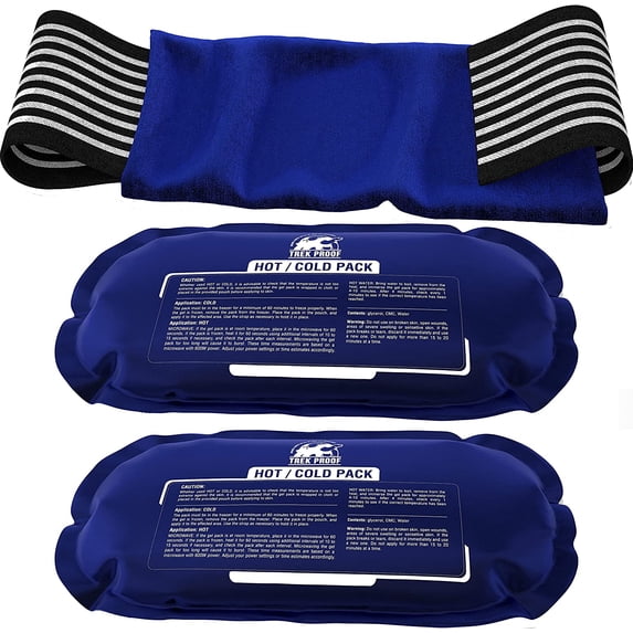JJEAN-Ice Packs for Injuries Reusable (3-Piece Set) – Hot and Cold Ice Pack Therapy Gel Wrap Support – Supports Recovery, Joint and Muscle Pain – Knees, Back & More (3 Piece Set - Classic)
