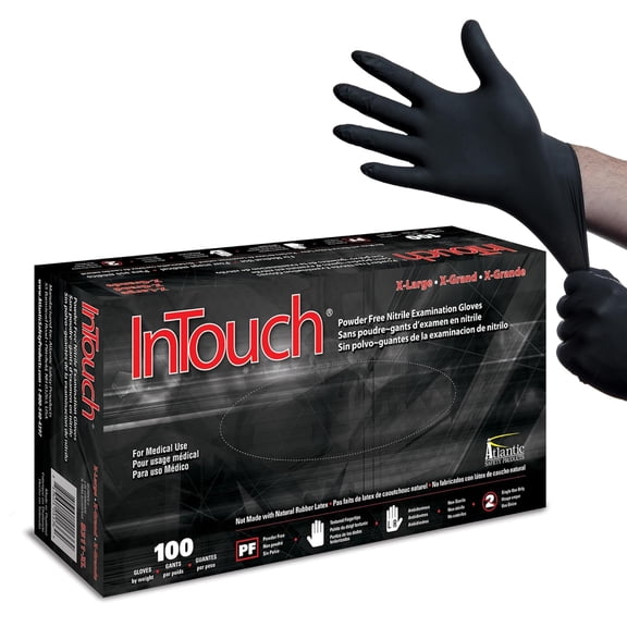 JJEAN-InTouch B311 Exam Gloves, Disposable, Latex-Free Nitrile Gloves, Black, Extra Large, 100-Ct