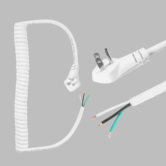 JJEAN-Iron Forge Cable 15 Amp White Replacement Coiled Extension Cord 11 ft - SJEOW Oil Resistant & Flat Plug 3 Prong, 12 Gauge Coiled Cord for Outdoor & Indoor