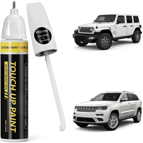 JJEAN-(Ivory White/Vice White (PWD/JWD) Car Touch Up Paint For JEEP, Car Paint Scratch Repair Kit, Quick & Easy Solution to Repair, 2 in 1 Scratch Remover Pen With Color-Matched