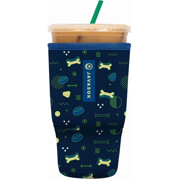 JJEAN-JavaSok Iced Coffee & Cold Soda Insulated Neoprene Cup Sleeve (Bone Appetit, Large: 30-32oz)