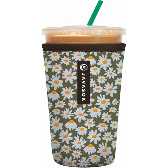 JJEAN-JavaSok Iced Coffee & Cold Soda Insulated Neoprene Cup Sleeve (Chamomile China, Medium: 22-28oz)
