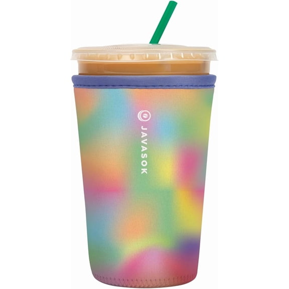 JJEAN-JavaSok Iced Coffee & Cold Soda Insulated Neoprene Cup Sleeve (Dreaming in Color, Medium: 22-28oz)