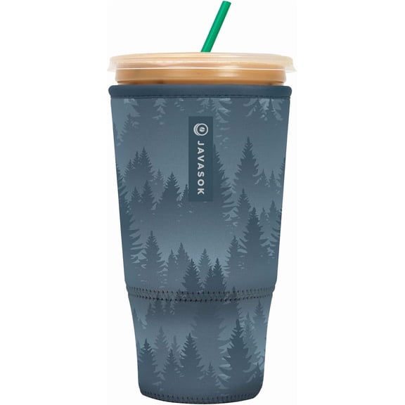 JJEAN-JavaSok Iced Coffee & Cold Soda Insulated Neoprene Cup Sleeve (Foggy Woods, XXLarge: 44-48oz)