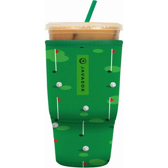 JJEAN-JavaSok Iced Coffee & Cold Soda Insulated Neoprene Cup Sleeve (Golf, Large: 30-32oz)