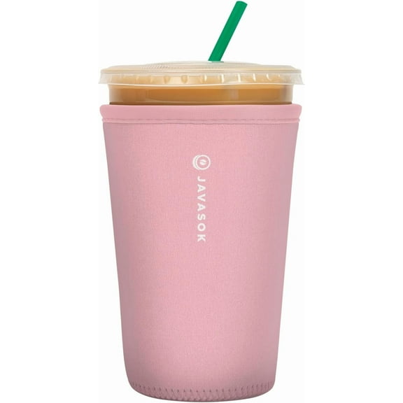 JJEAN-JavaSok Iced Coffee & Cold Soda Insulated Neoprene Cup Sleeve (Millennial Pink, Medium: 22-28oz)